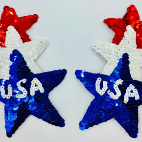 Red/White/Blue "USA" Triple Star (5" High X 3-1/4" Wide)