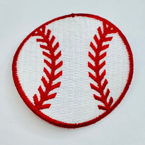 White/Red 2-1/8" Heat Seal BASEBALL Applique - 6 Pieces
