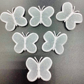 Mini White Beaded Sequin Butterfly Appliques