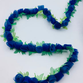 1-1/4" Blue Flower with Green Stems Trim