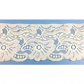 Trimplace 4 Inch White Floral Flat Lace