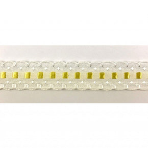 Trimplace White/Yellow 3/4 inch Pull Through Jacquard