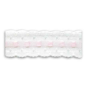 WHITE / PINK 3/4 INCH PULL THRU JACQUARD