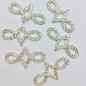 Silver Scroll (2-3/4" Wide X 1-1/2" High) Embroidered Open Applique