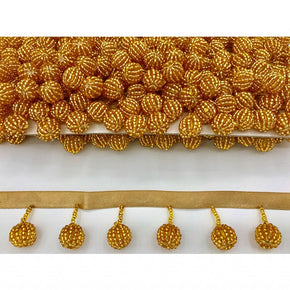 Trimplace Gold 1-1/4" Beaded Ball Fringe