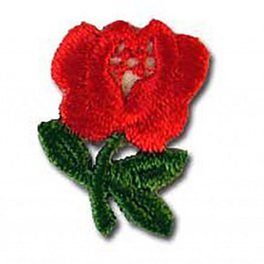 RED ROSE PRESS-ON APPLIQUE 3/4" X 1"