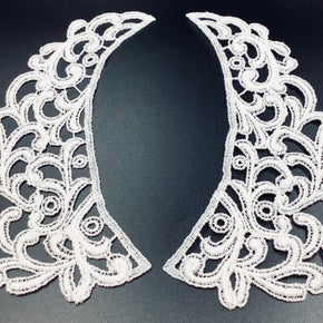 White Vintage Venice Lace Collar Pair (7" High X 2-3/4" Wide)- 3 Pairs