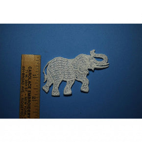 Trimplace White Venice Lace Elephant Applique - 100% Cotton Vintage 2" High x 3" Wide