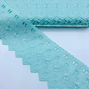 Mint 3-1/2" Embroidered Edge with Eyelet Beading