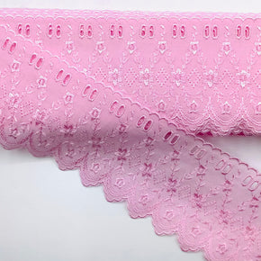 Pink 3-1/2" Embroidered Edge with Eyelet Beading
