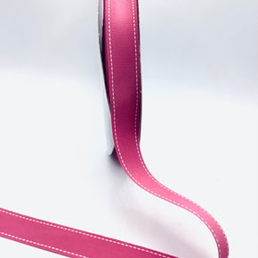 1" Pink with White Stitching Grosgrain Ribbon