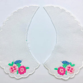 White Baby Pique Collar with Floral Bouquet